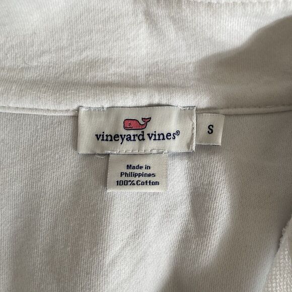 Vineyard Vines Womens Pullover 1/4 Zip Fleece Jacket Back Detail Sz Small White - Picture 12 of 12